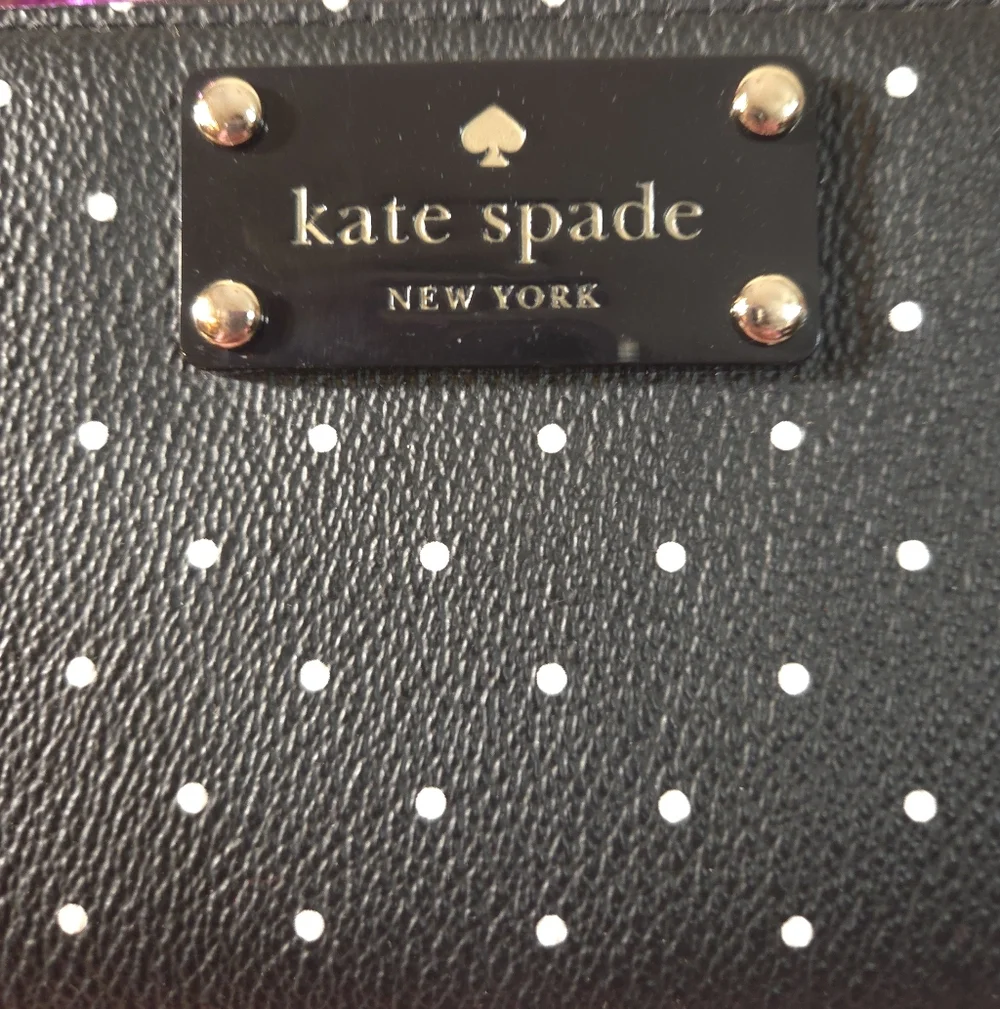 EUC Kate Spade Black/White Polka Dot Wallet - Picture 2 of 7